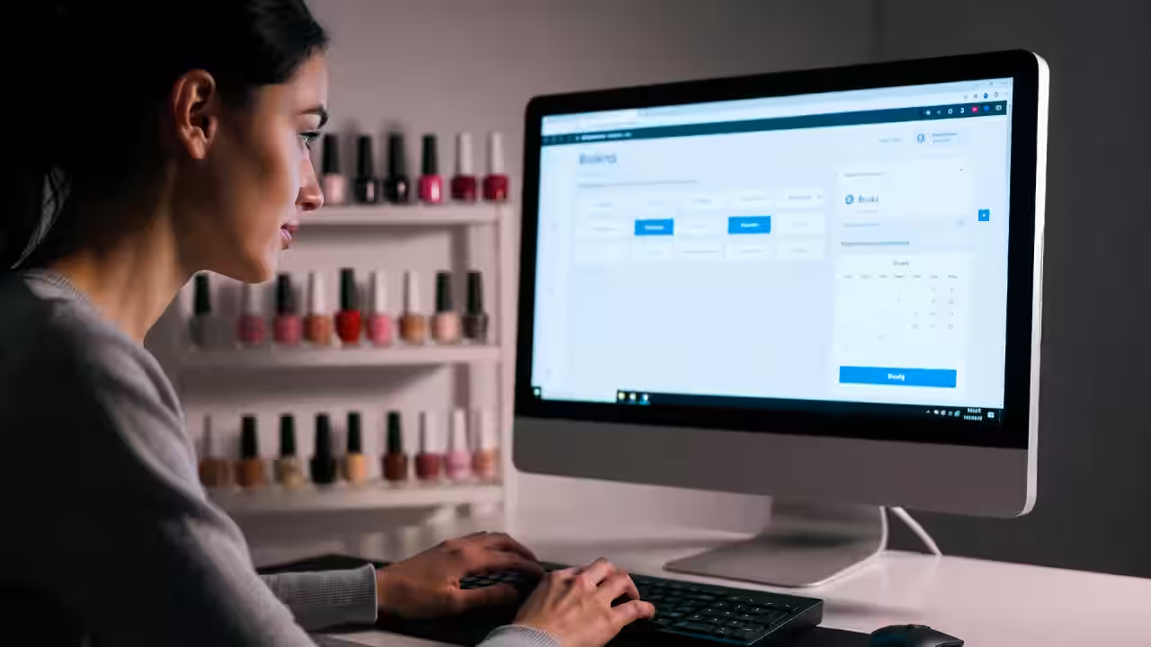 Nail salon booking and appointment diary open on a desk